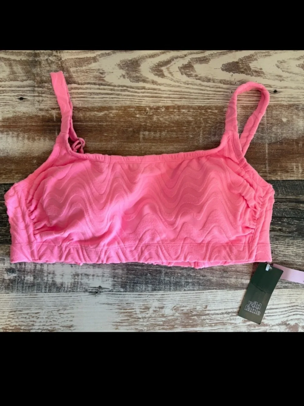NWT Wild Fable Wavy Terry Textured Bralette Top Pink 1X - Picture 1 of 5